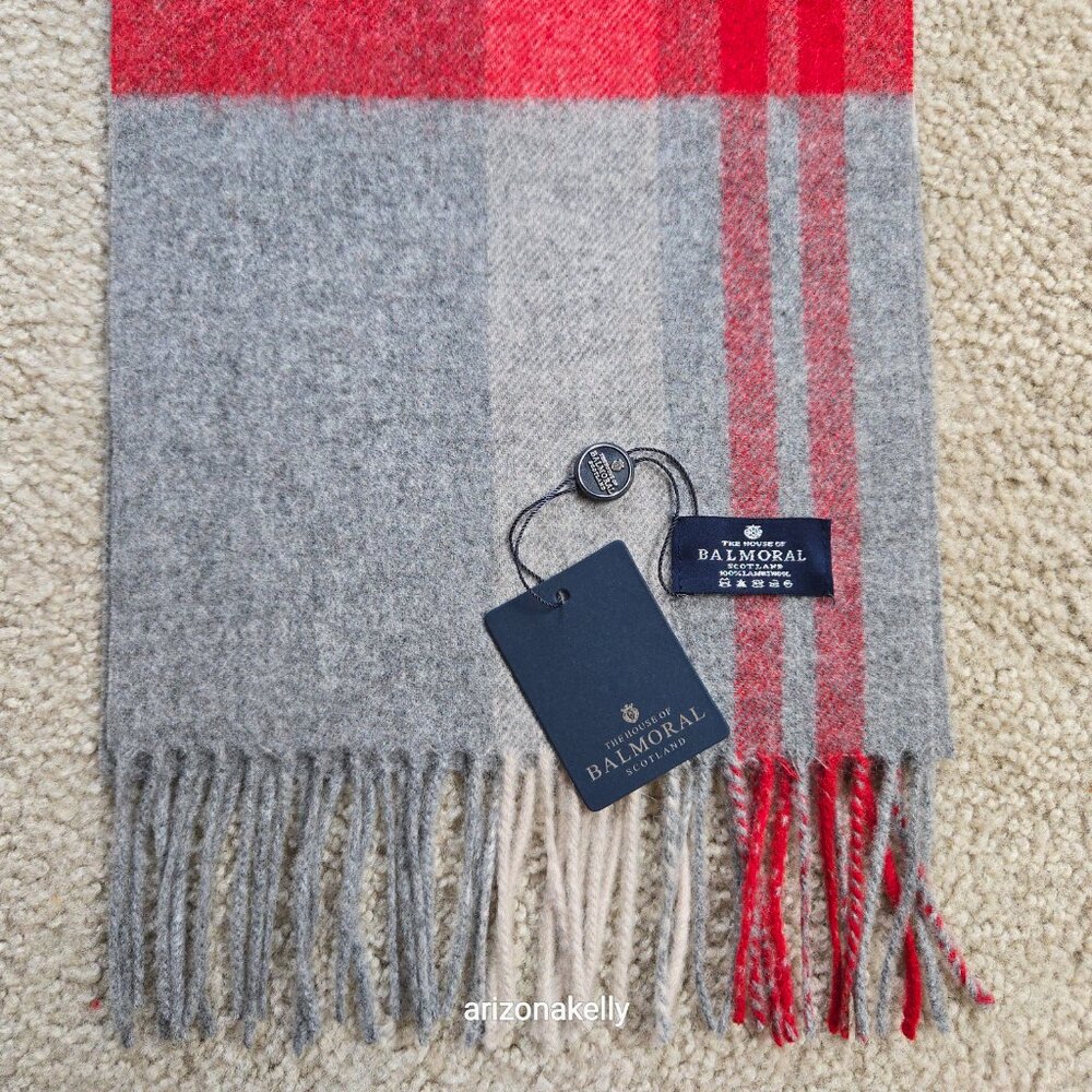 NWT Balmoral Lambswool Scarf Grey Check (Johnston) Scotland - Picture 6 of 10